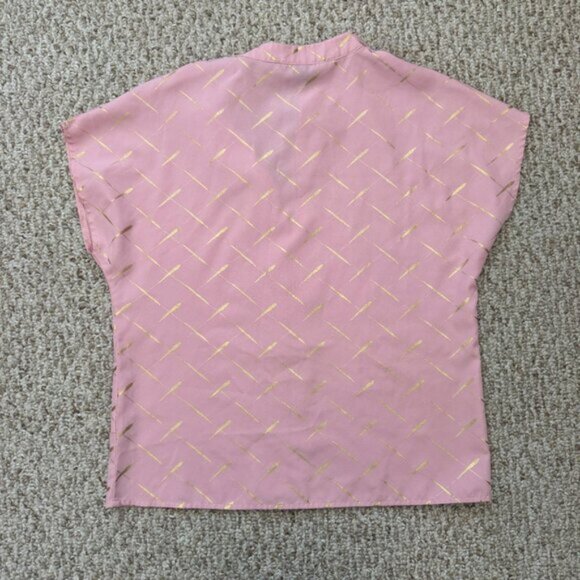 Shein Blouse womens Small Blush Pink Gold Print Short Sleeve Casual Loose Fit - Picture 11 of 12
